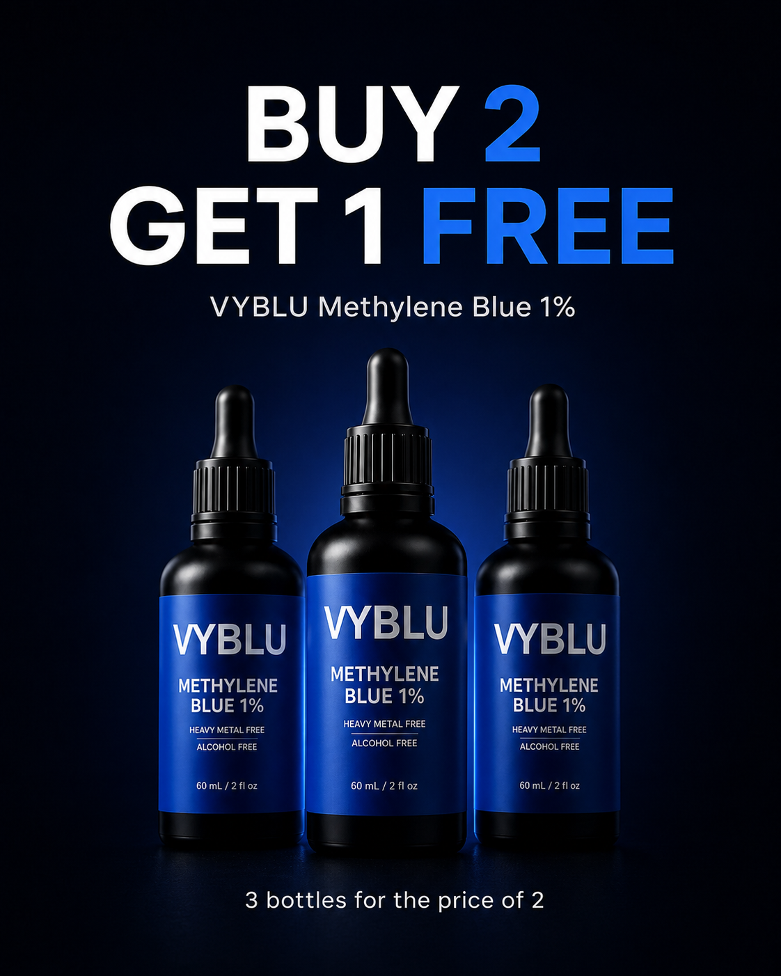VYBLU Methylene Blue 1% Buy 2 Get 1 Free Bundle